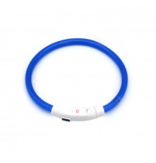 Светодиодный LED ошейник L-18 USB светящийся водоотталкивающий для собак и котов  Blue S