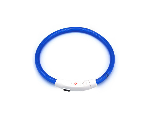 Светодиодный LED ошейник L-18 USB светящийся водоотталкивающий для собак и котов  Blue S