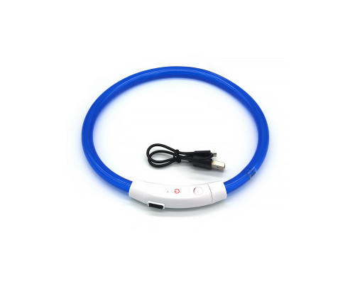 Светодиодный LED ошейник L-18 USB светящийся водоотталкивающий для собак и котов  Blue S