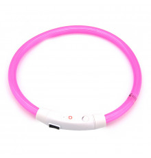 Светодиодный LED ошейник L-18 USB светящийся водоотталкивающий для собак и котов  Pink L