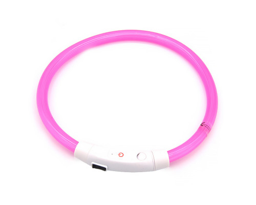 Светодиодный LED ошейник L-18 USB светящийся водоотталкивающий для собак и котов  Pink L