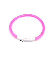 Светодиодный LED ошейник L-18 USB светящийся водоотталкивающий для собак и котов  Pink S