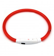 Светодиодный LED ошейник L-18 USB светящийся водоотталкивающий для собак и котов  Red L