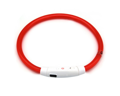 Светодиодный LED ошейник L-18 USB светящийся водоотталкивающий для собак и котов  Red L