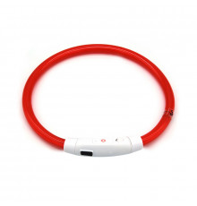 Светодиодный LED ошейник L-18 USB светящийся водоотталкивающий для собак и котов  Red M