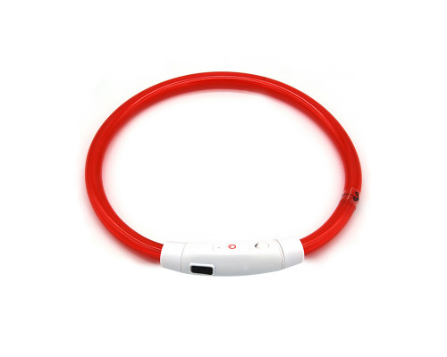 Светодиодный LED ошейник L-18 USB светящийся водоотталкивающий для собак и котов  Red M