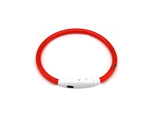 Светодиодный LED ошейник L-18 USB светящийся водоотталкивающий для собак и котов  Red S