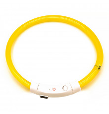 Светодиодный LED ошейник L-18 USB светящийся водоотталкивающий для собак и котов  Yellow L