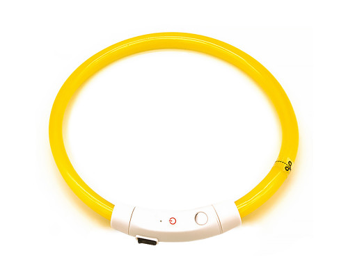 Светодиодный LED ошейник L-18 USB светящийся водоотталкивающий для собак и котов  Yellow L