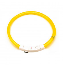 Светодиодный LED ошейник L-18 USB светящийся водоотталкивающий для собак и котов  Yellow M