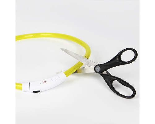 Светодиодный LED ошейник L-18 USB светящийся водоотталкивающий для собак и котов  Yellow M