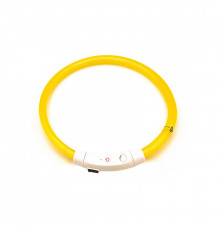 Светодиодный LED ошейник L-18 USB светящийся водоотталкивающий для собак и котов  Yellow S