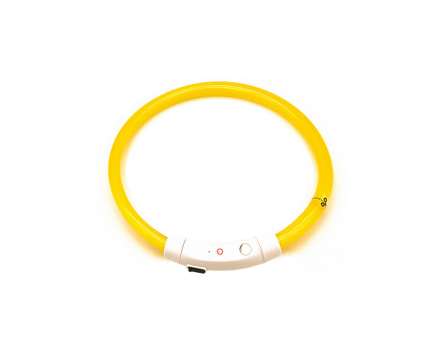 Светодиодный LED ошейник L-18 USB светящийся водоотталкивающий для собак и котов  Yellow S