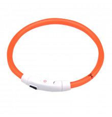 Светодиодный LED ошейник L-18 USB светящийся водоотталкивающий для собак и котов  Orange L
