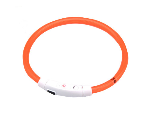 Светодиодный LED ошейник L-18 USB светящийся водоотталкивающий для собак и котов  Orange L
