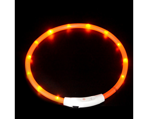 Светодиодный LED ошейник L-18 USB светящийся водоотталкивающий для собак и котов  Orange L
