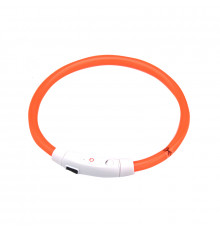 Светодиодный LED ошейник L-18 USB светящийся водоотталкивающий для собак и котов  Orange M