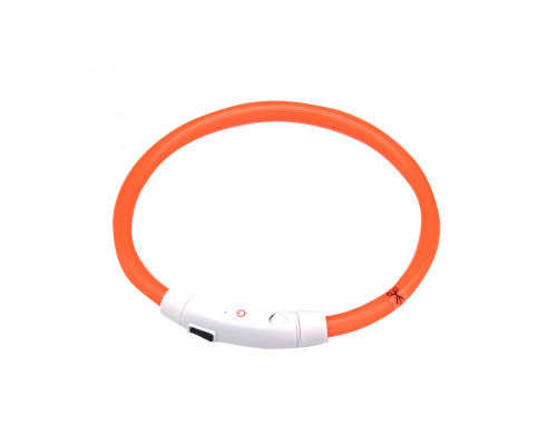 Светодиодный LED ошейник L-18 USB светящийся водоотталкивающий для собак и котов  Orange M