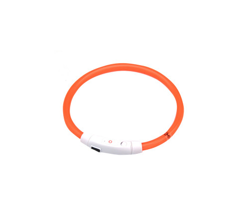 Светодиодный LED ошейник L-18 USB светящийся водоотталкивающий для собак и котов  Orange S