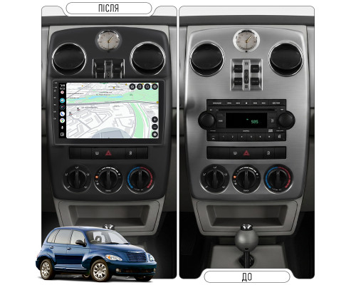 Штатная магнитола Lesko для Chrysler PT Cruiser 2000-2010 экран 9" 2/32Gb CarPlay 4G Wi-Fi GPS Prime