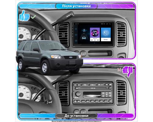 Штатная магнитола Lesko для Ford Escape I 2000-2004 экран 9" 1/16Gb Wi-Fi GPS Base
