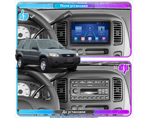 Штатная магнитола Lesko для Ford Escape I 2000-2004 экран 9" 2/32Gb Wi-Fi GPS Base