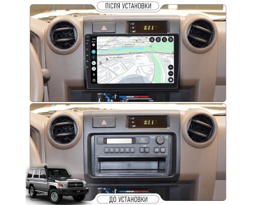 Штатная магнитола Lesko для Toyota Land Cruiser 70 Series 2009-2020 экран 9" 4/32Gb 4G Wi-Fi GPS Top