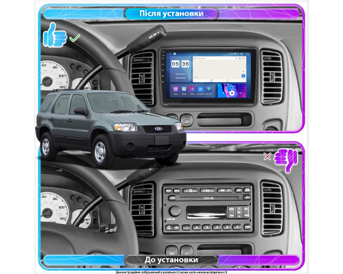 Штатная магнитола Lesko для Ford Escape I 2000-2004 экран 9" 4/64Gb CarPlay 4G Wi-Fi GPS Prime