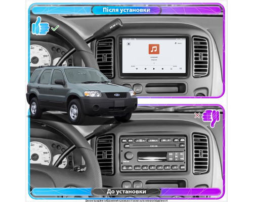 Штатная магнитола Lesko для Ford Escape I 2000-2004 экран 9" 4/64 QLED CarPlay 4G Wi-Fi GPS 360 Prime