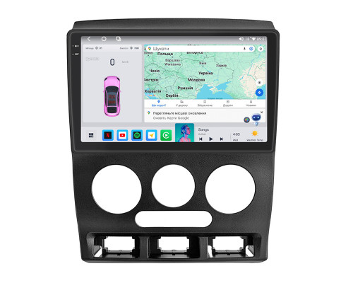 Штатная магнитола Lesko для Kia Rio I Рестайлинг 2002-2005 экран 9" 4/64 QLED CarPlay 4G Wi-Fi GPS 360 Prime