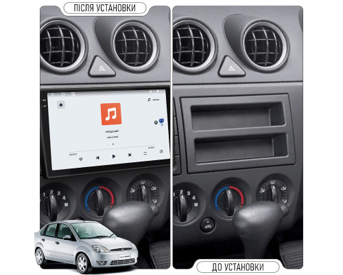 Штатная магнитола Lesko для Ford Fiesta  2001-2005 экран 9" 4/64 QLED CarPlay 4G Wi-Fi GPS 360 Prime