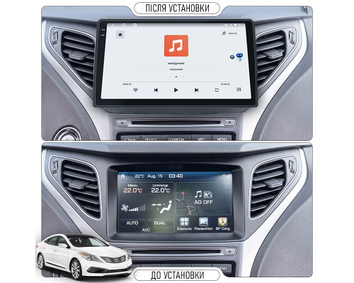 Штатная магнитола Lesko для Hyundai Grandeur V ver. 2 2014-2016 экран 9" 4/64 QLED CarPlay 4G Wi-Fi GPS 360 Prime