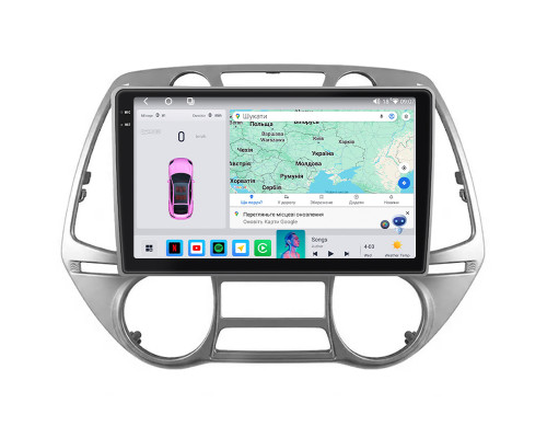 Штатная магнитола Lesko для Hyundai i20 I 2008-2012 экран 9" 4/64 QLED CarPlay 4G Wi-Fi GPS 360 Prime