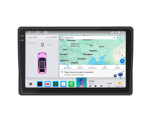 Штатная магнитола Lesko для Fiat Panda II 2003-2012 экран 9" 4/64 QLED CarPlay 4G Wi-Fi GPS 360 Prime