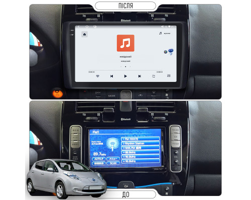 Штатная магнитола Lesko для Nissan Leaf I (ZE0/AZE0) 2010-2017 экран 9" 4/64 QLED CarPlay 4G Wi-Fi GPS 360 Prime
