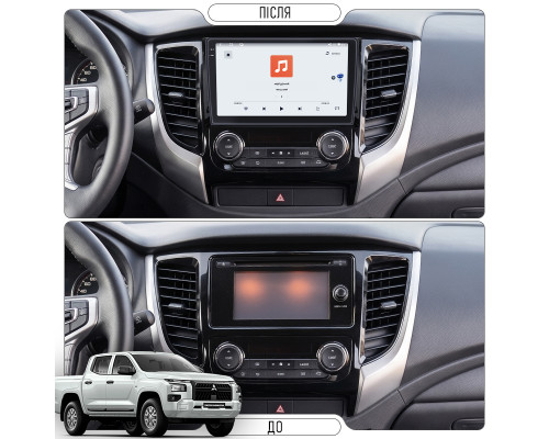 Штатная магнитола Lesko для Mitsubishi L200 V Рестайлинг ver. 2 2019-2023 экран 9" 4/64 QLED CarPlay 4G Wi-Fi GPS 360 Prime