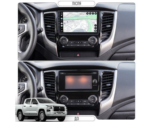 Штатная магнитола Lesko для Mitsubishi L200 V Рестайлинг ver. 2 2019-2023 экран 9" 4/64Gb CarPlay 4G Wi-Fi GPS Prime