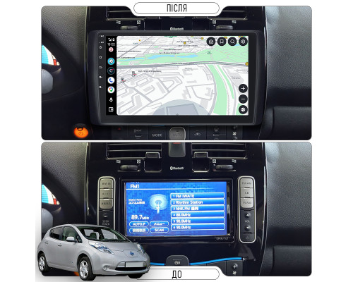 Штатная магнитола Lesko для Nissan Leaf I (ZE0/AZE0) 2010-2017 экран 9" 2/32Gb CarPlay 4G Wi-Fi GPS Prime