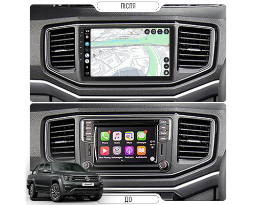 Штатная магнитола Lesko для Volkswagen Amarok I Рестайлинг 2016-2022 экран 9" 4/64Gb CarPlay 4G Wi-Fi GPS Prime