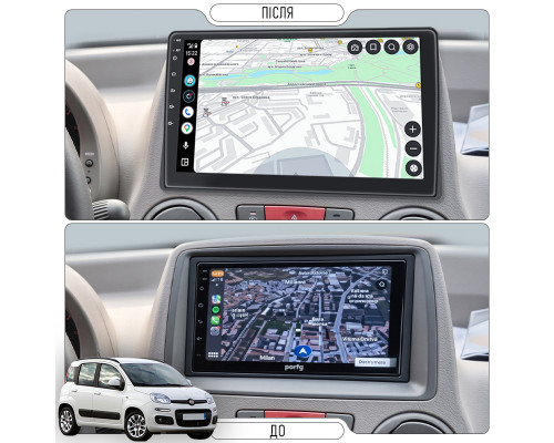 Штатная магнитола Lesko для Fiat Panda II 2003-2012 экран 9" 1/16Gb Wi-Fi GPS Base