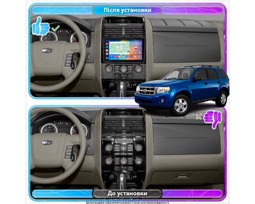 Штатная магнитола Lesko для Ford Escape I Рестайлинг 2 2007-2012 экран 9" 4/64Gb CarPlay 4G Wi-Fi GPS Prime
