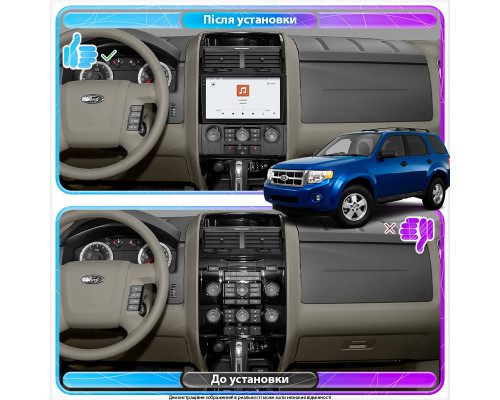 Штатная магнитола Lesko для Ford Escape I Рестайлинг 2 2007-2012 экран 9" 4/64 QLED CarPlay 4G Wi-Fi GPS 360 Prime