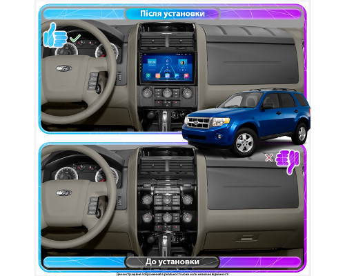 Штатная магнитола Lesko для Ford Escape I Рестайлинг 2 2007-2012 экран 9" 2/32Gb 4G Wi-Fi GPS Top