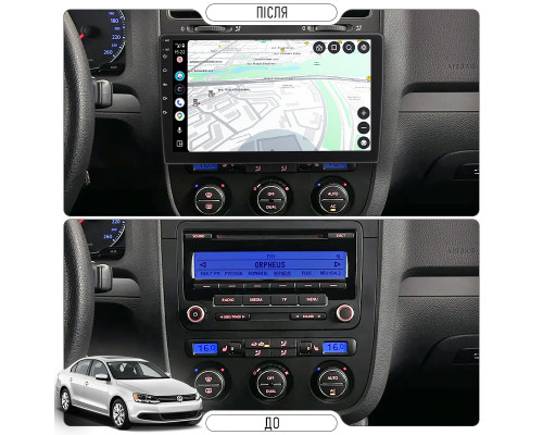 Штатная магнитола Lesko для Volkswagen Jetta V ver. 2 2005-2011 экран 10" 4/64Gb CarPlay 4G Wi-Fi GPS Prime