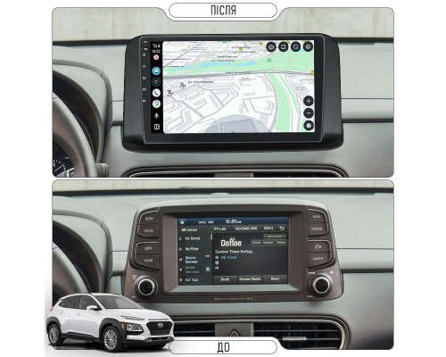 Штатная магнитола Lesko для Hyundai Kona I Рестайлинг 2020-2021 экран 10" 4/32Gb 4G Wi-Fi GPS Top