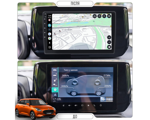 Штатная магнитола Lesko для Suzuki Swift VII 2023-2026 экран 9" 4/64Gb CarPlay 4G Wi-Fi GPS Prime
