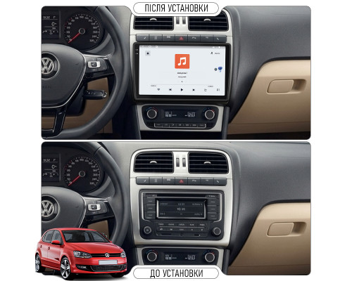 Штатная магнитола Lesko для Volkswagen Polo IV Рестайлинг ver. 2 2005-2009 экран 9" 4/64 QLED CarPlay 4G Wi-Fi GPS 360 Prime
