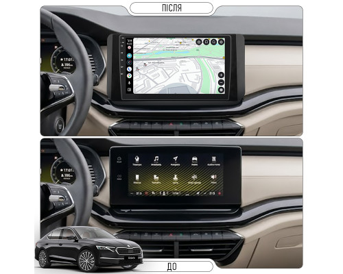 Штатная магнитола Lesko для Skoda Octavia IV (A8) 2019-2024 экран 10" 1/16Gb Wi-Fi GPS Base