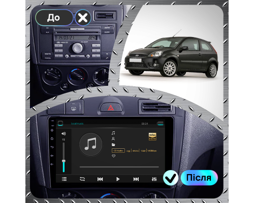 Штатная магнитола Lesko для Ford Fiesta Mk5 2002-2008 экран 9" 1/16Gb Wi-Fi GPS Base