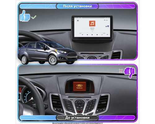 Штатная магнитола Lesko для Ford Fiesta Mk6 Рестайлинг 2012-2019 экран 9" 4/64 QLED CarPlay 4G Wi-Fi GPS 360 Prime